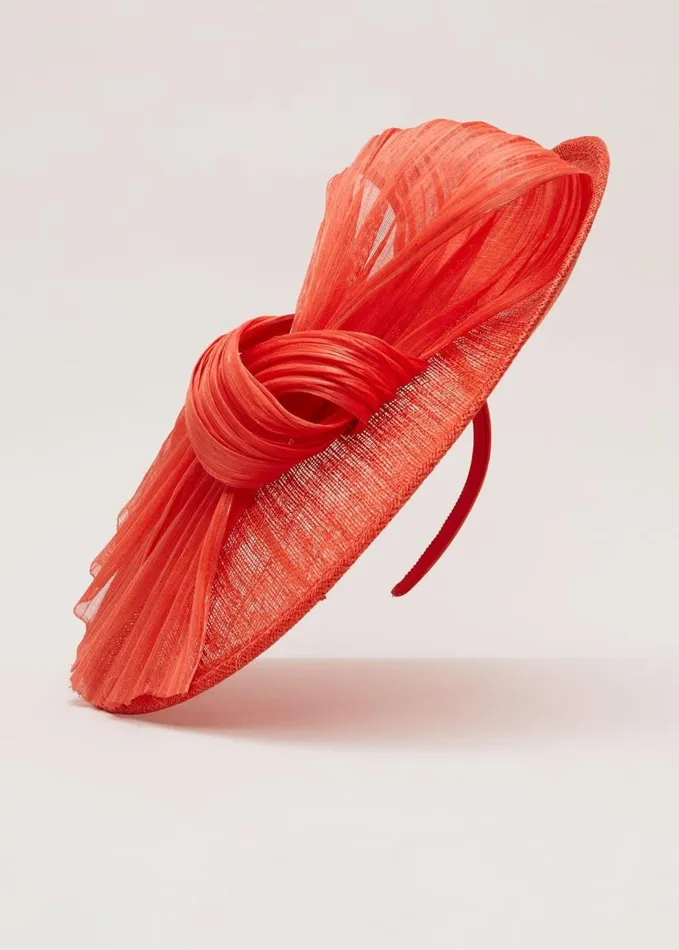 Phase Eight Silk Bow Midi Disc Fascinator Orange Women Fascinators and Hats