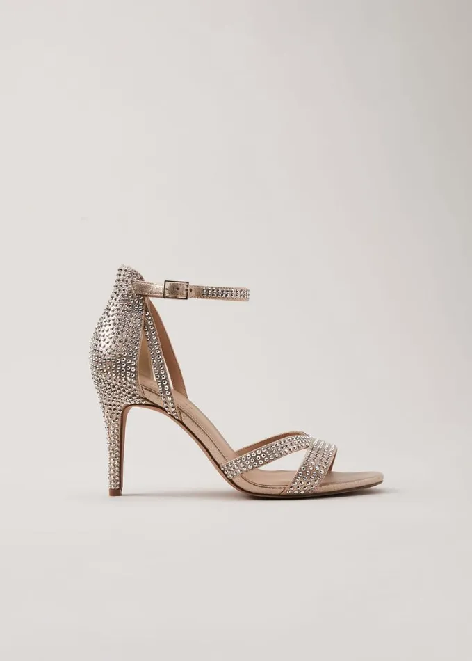 Phase Eight Silver Sparkly Open Toe Heels Silver Women Heels