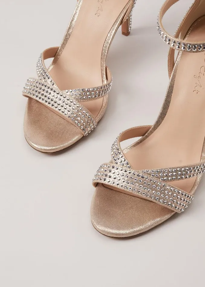 Phase Eight Silver Sparkly Open Toe Heels Silver Women Heels