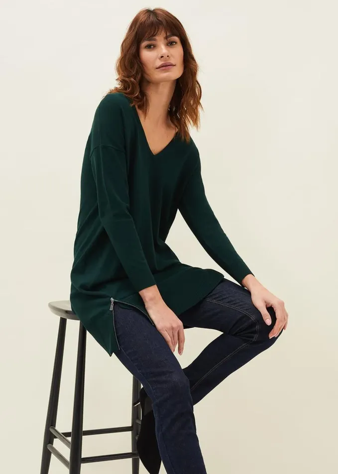 Phase Eight Skylar Knitted Tunic Dress Forest Women Dresses