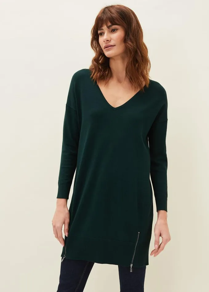 Phase Eight Skylar Knitted Tunic Dress Forest Women Dresses