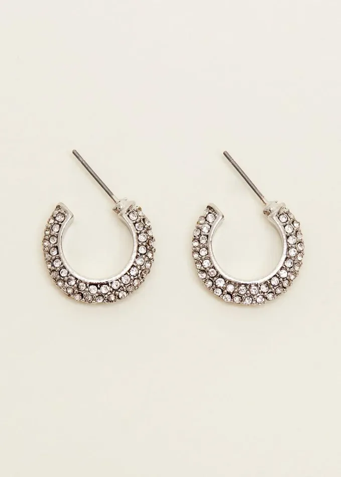 Phase Eight Sparkle Hoop Earrings Silver Women Jewellery