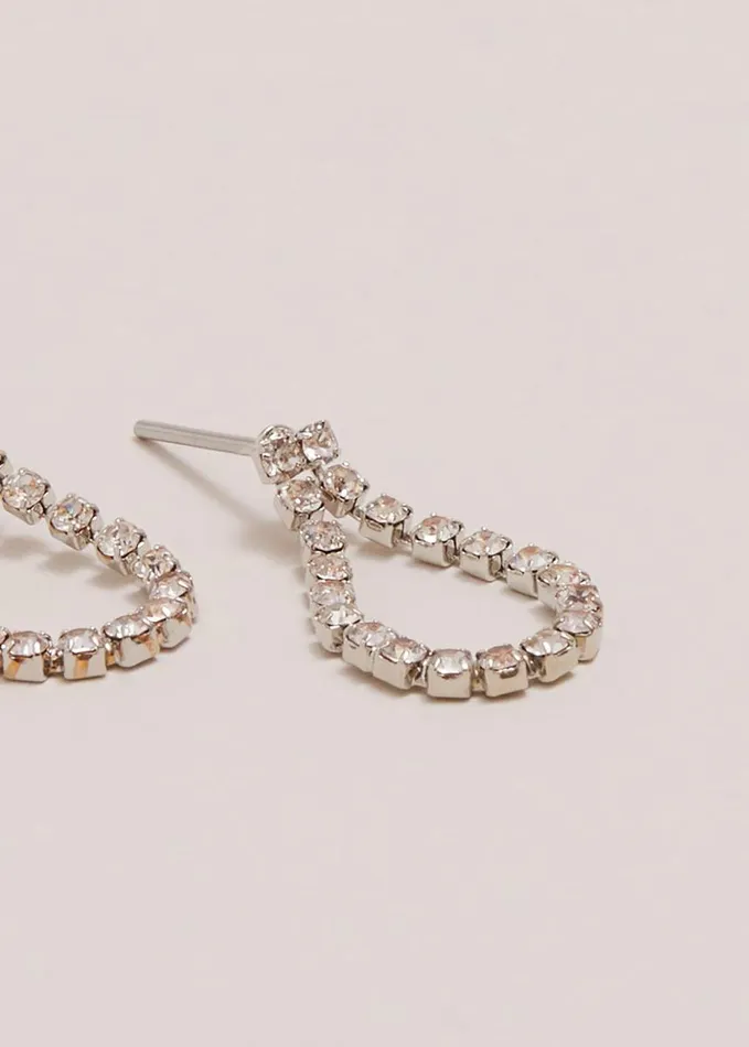 Phase Eight Sparkle Stone Teardrop Earrings Silver Women Jewellery