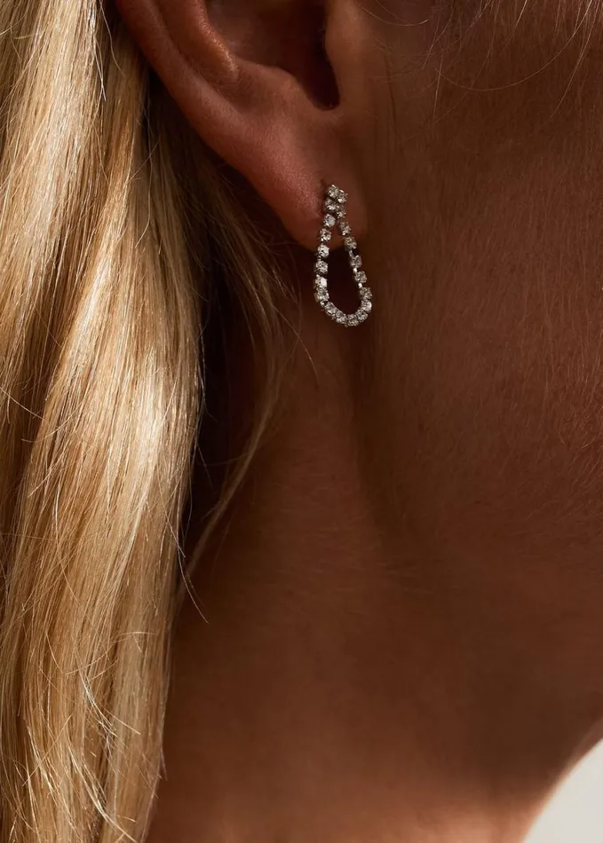 Phase Eight Sparkle Stone Teardrop Earrings Silver Women Jewellery