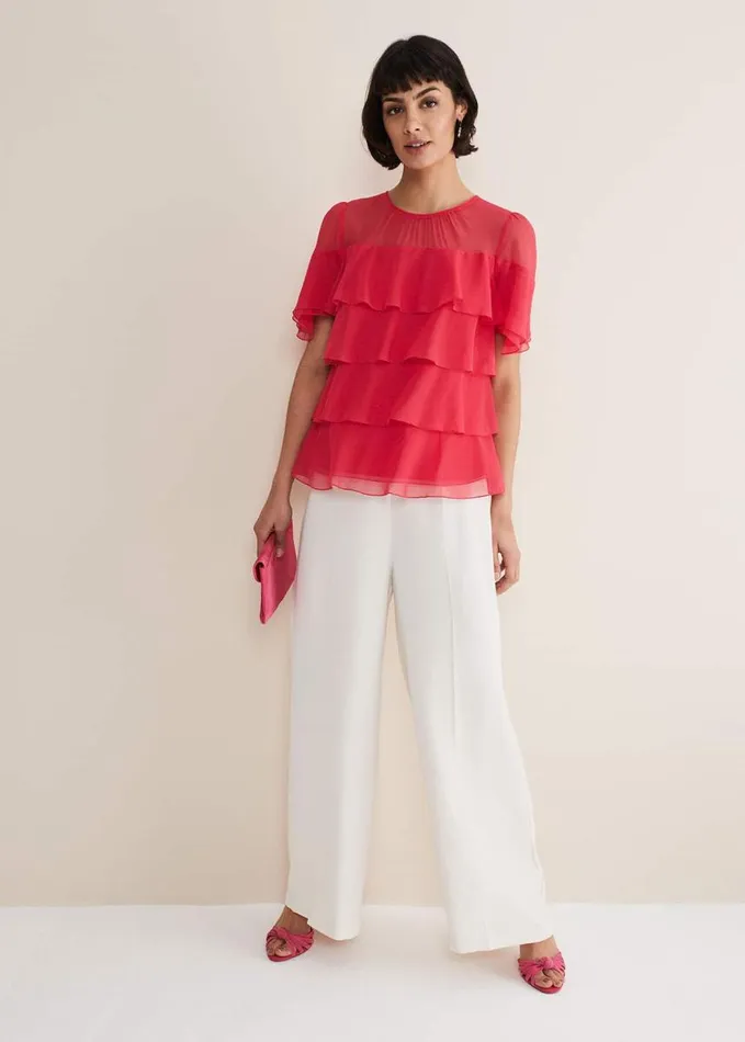 Phase Eight Stacey Ruffle Blouse Fuschia Women Shirts and Blouses