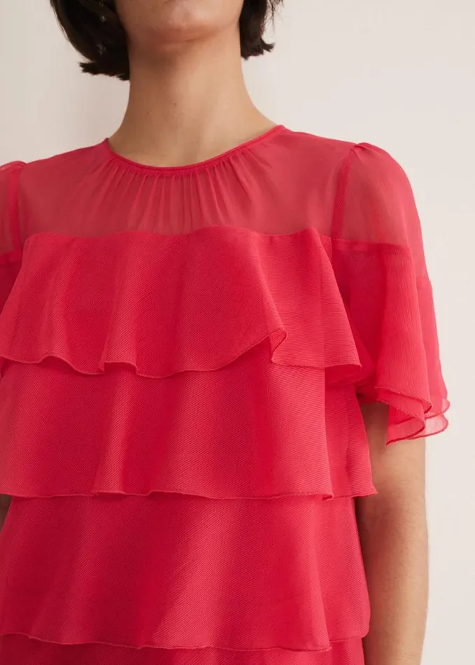 Phase Eight Stacey Ruffle Blouse Fuschia Women Shirts and Blouses