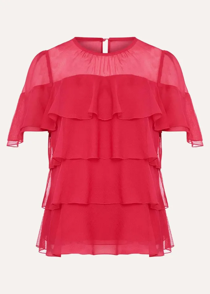 Phase Eight Stacey Ruffle Blouse Fuschia Women Shirts and Blouses