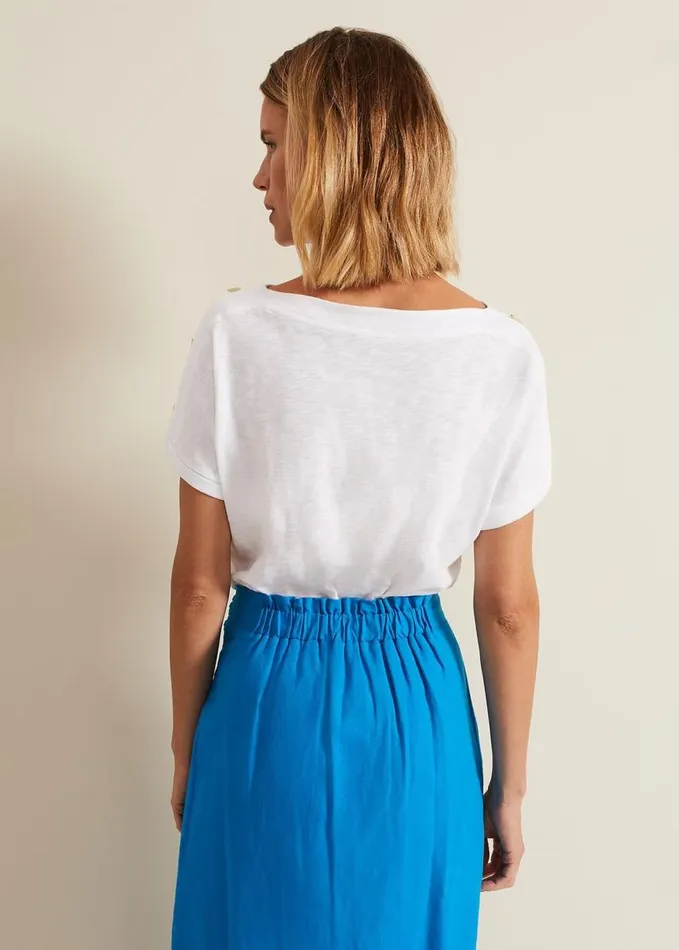 Phase Eight Suzie Button Detail Top White Women Shirts and Blouses