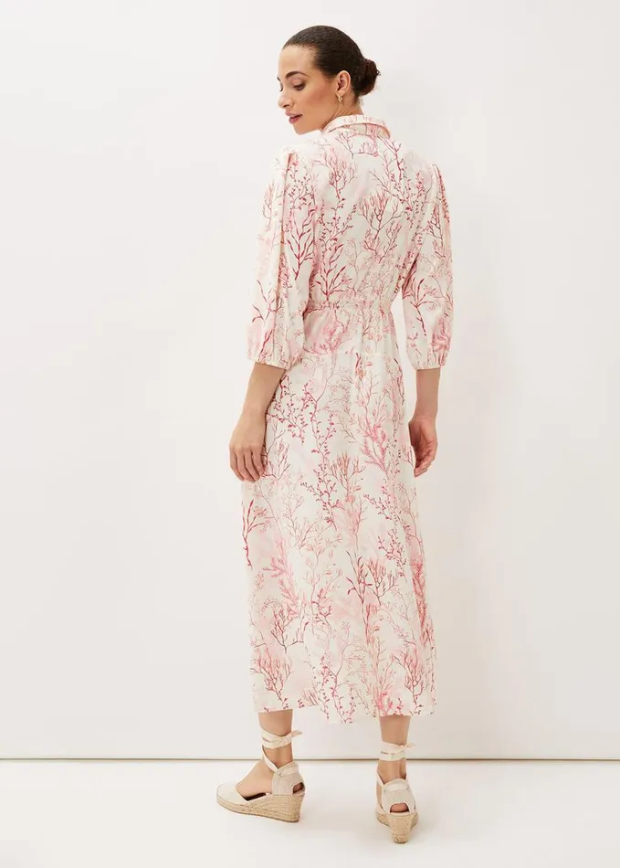 Phase Eight Tana Coral Printed Midi Dress Ivoryred Women Dresses