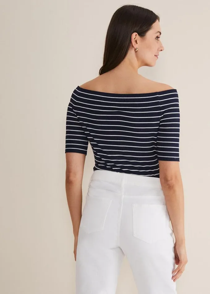 Phase Eight Taylah Striped Bandeau Top Navyivory Women Tops and TShirts