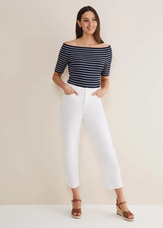 Phase Eight Taylah Striped Bandeau Top Navyivory Women Tops and TShirts