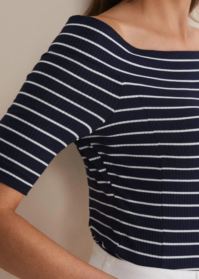 Phase Eight Taylah Striped Bandeau Top Navyivory Women Tops and TShirts