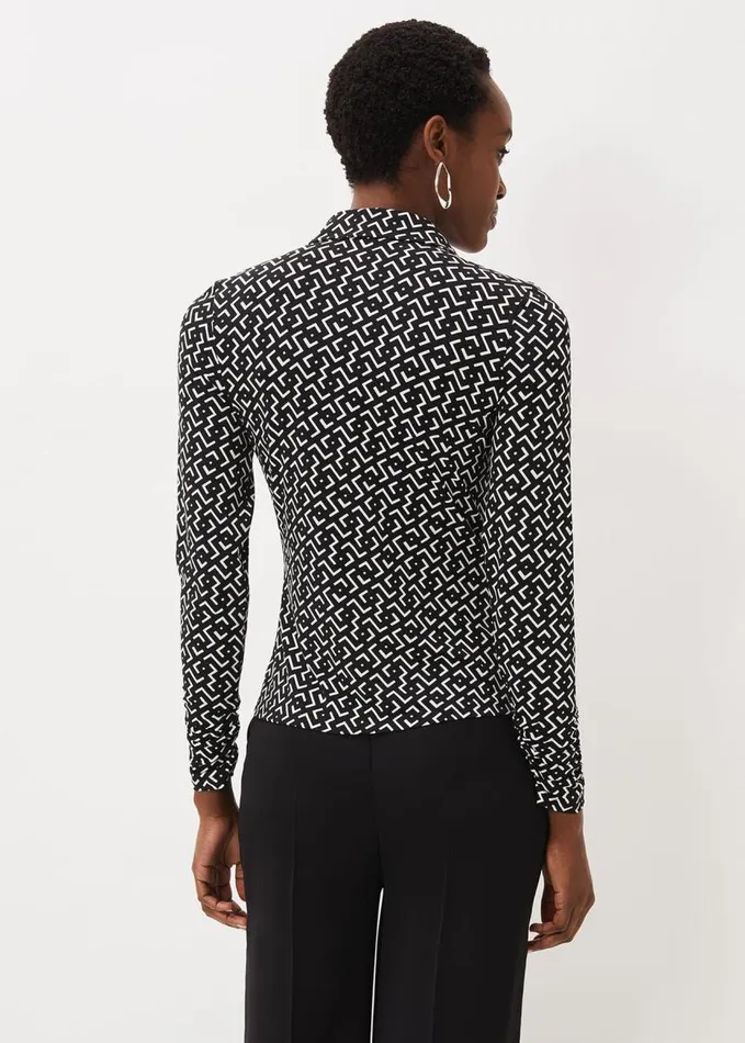 Phase Eight Teigan Jersey Popper Front Shirt Blackivory Women Shirts and Blouses