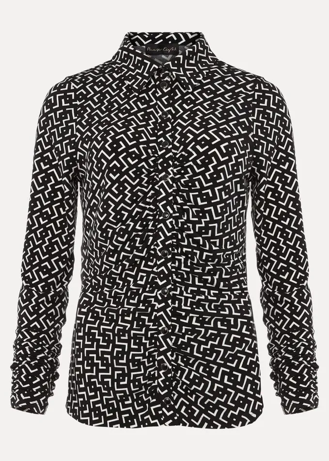 Phase Eight Teigan Jersey Popper Front Shirt Blackivory Women Shirts and Blouses