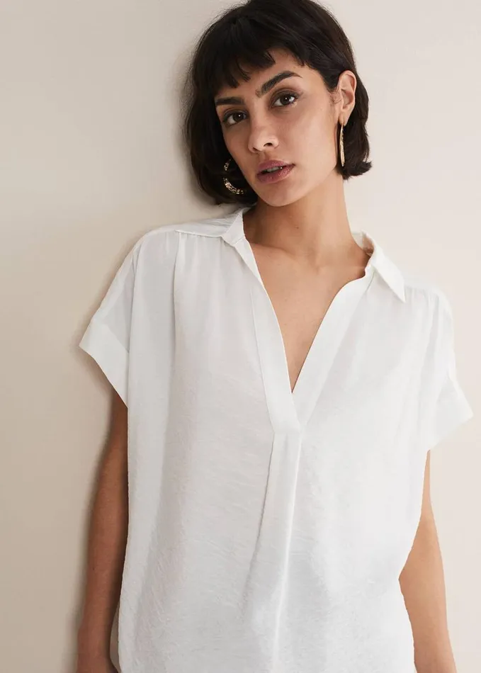Phase Eight Thea VNeck Shirt Ivory Women Shirts and Blouses