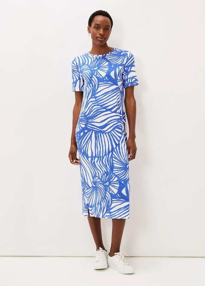 Phase Eight Theresa Shell Print Dress Blue Women Dresses