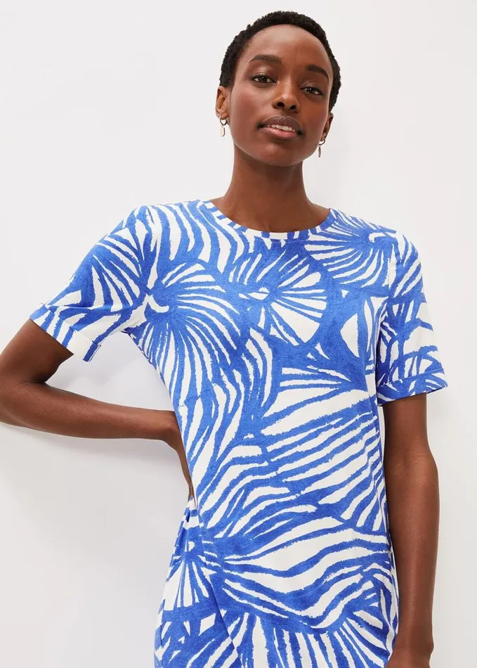 Phase Eight Theresa Shell Print Dress Blue Women Dresses