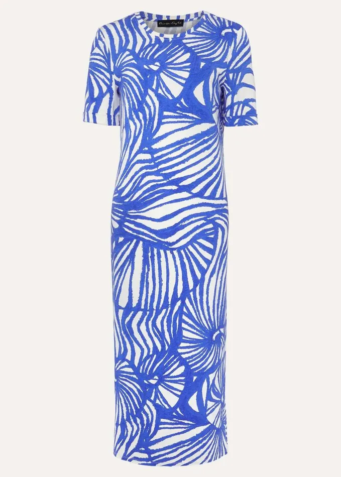 Phase Eight Theresa Shell Print Dress Blue Women Dresses