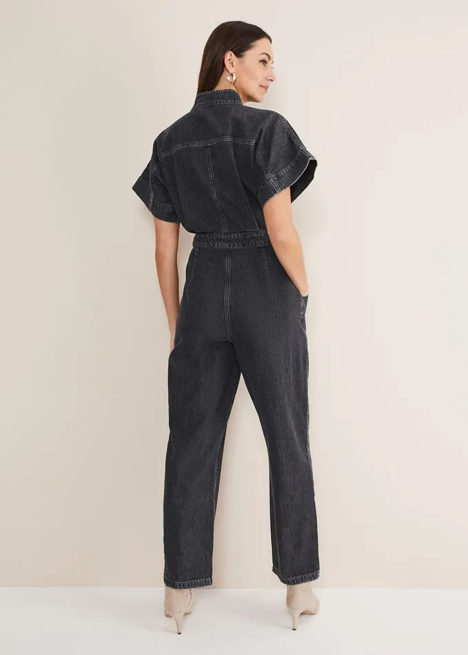 Phase Eight Tilda Denim Jumpsuit Washed Black Women Dresses