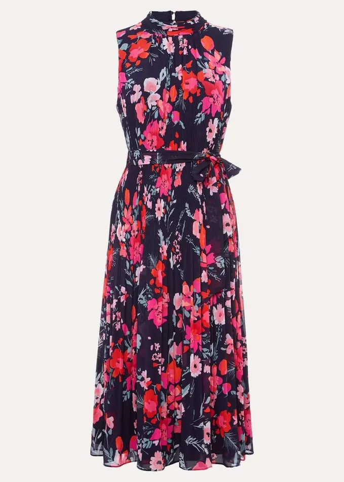 Phase Eight Tillie Floral Pleated Midi Dress Navymulti Women Dresses