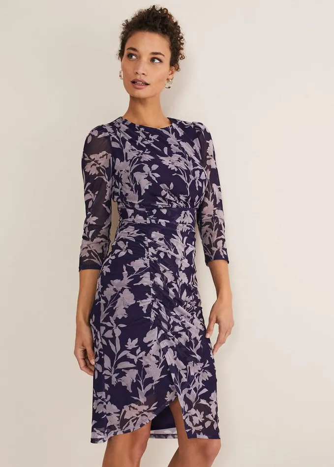 Phase Eight Vera Floral Midi Dress Lattenavy Women Dresses
