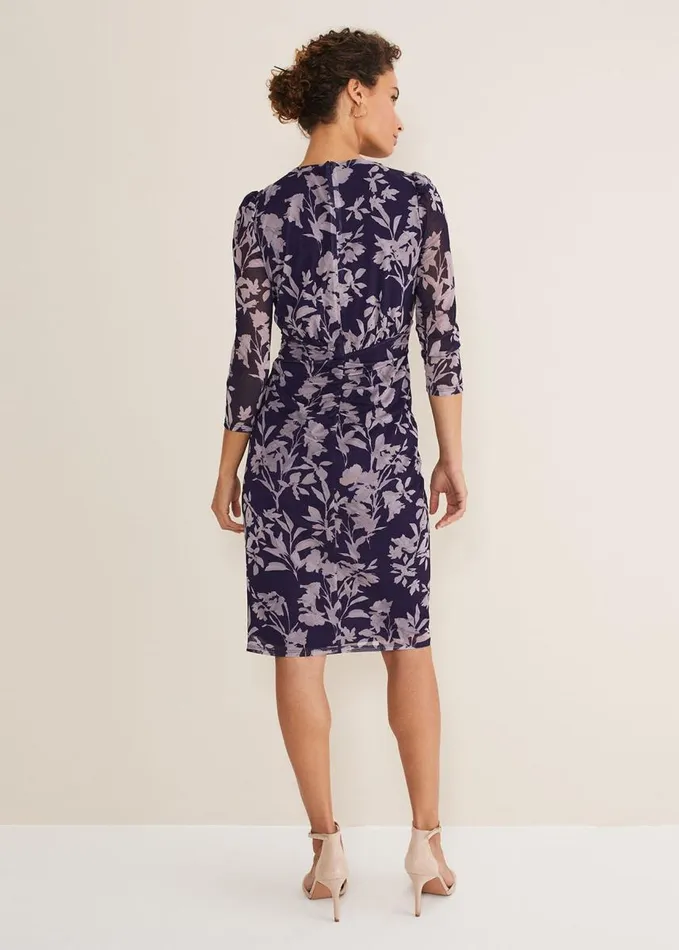 Phase Eight Vera Floral Midi Dress Lattenavy Women Dresses