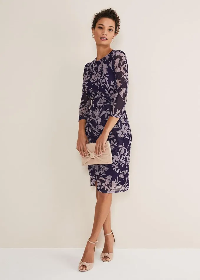 Phase Eight Vera Floral Midi Dress Lattenavy Women Dresses