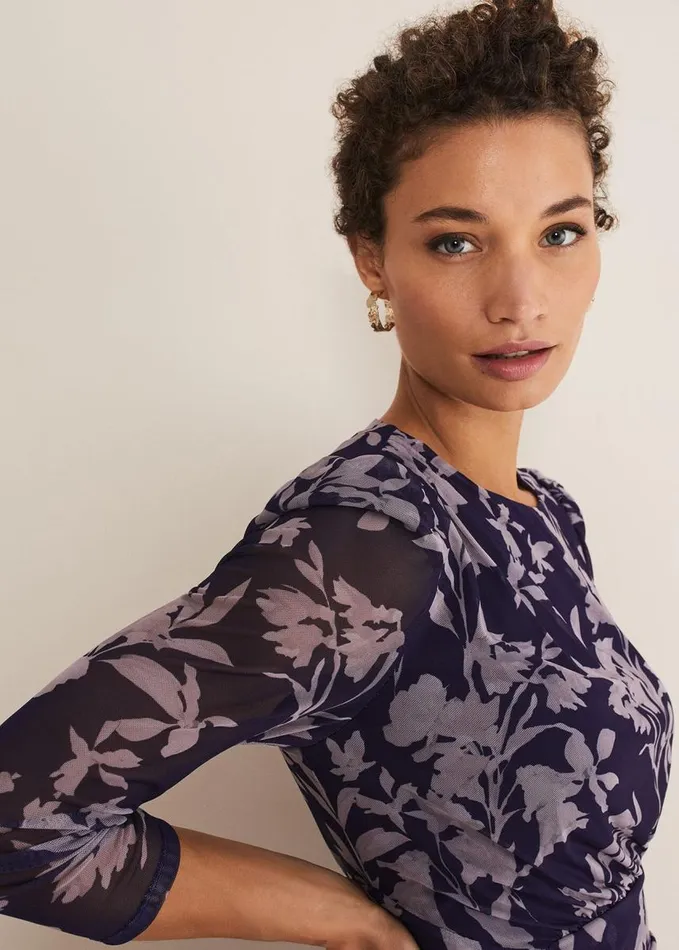 Phase Eight Vera Floral Midi Dress Lattenavy Women Dresses