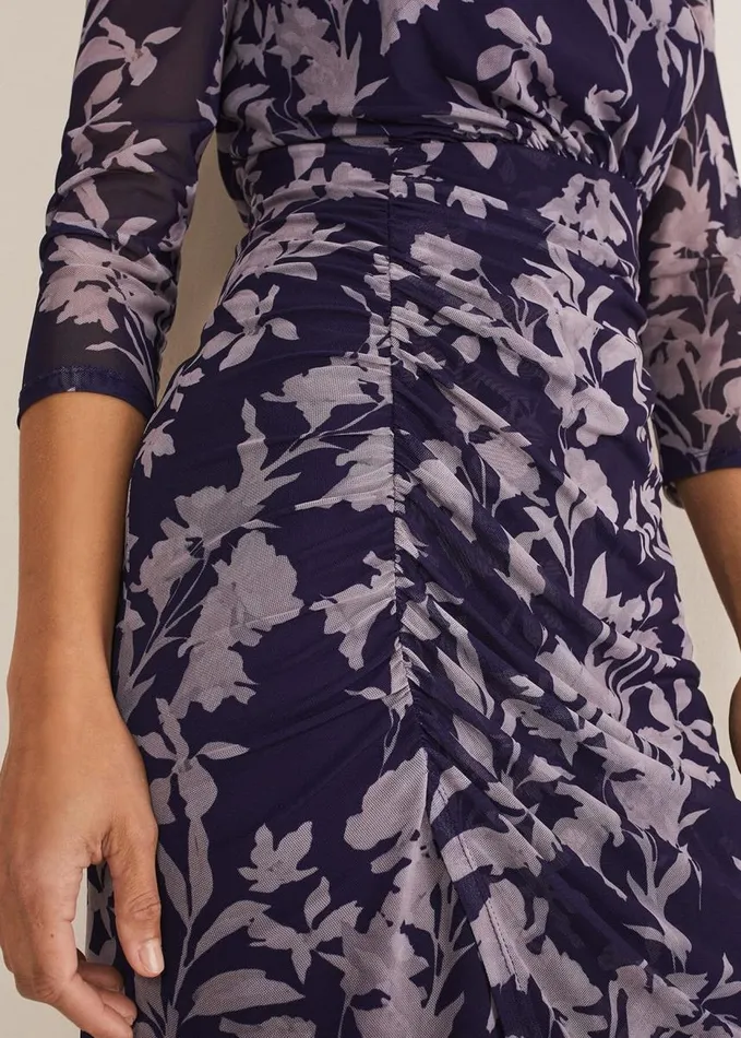 Phase Eight Vera Floral Midi Dress Lattenavy Women Dresses