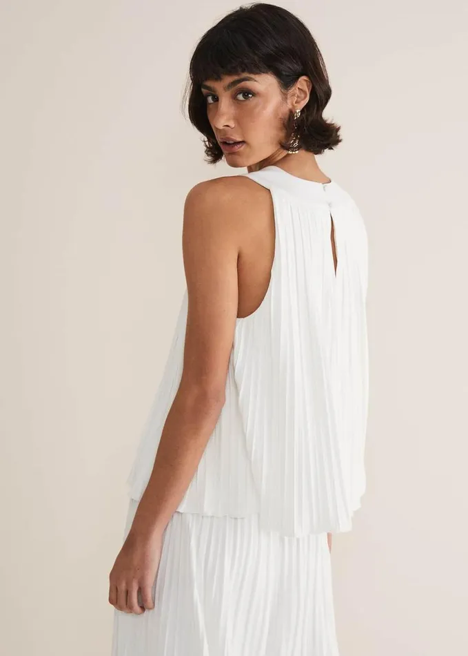 Phase Eight Winona Pleated Top Ivory Women Tops and TShirts