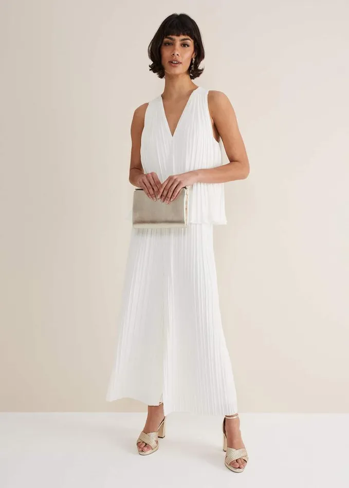 Phase Eight Winona Pleated Top Ivory Women Tops and TShirts