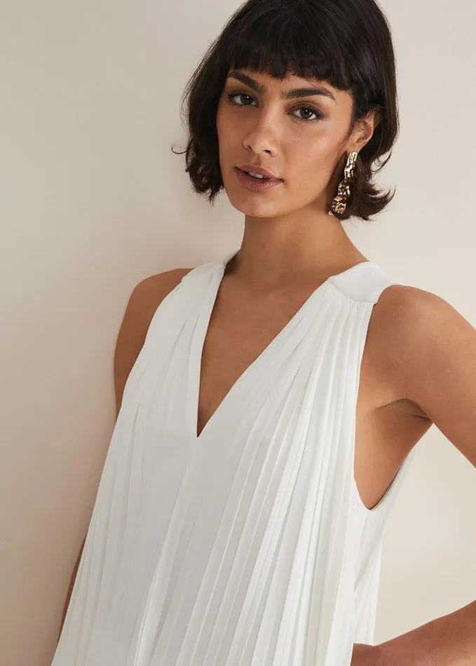 Phase Eight Winona Pleated Top Ivory Women Tops and TShirts