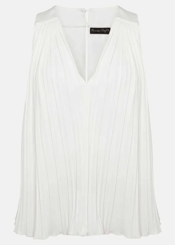 Phase Eight Winona Pleated Top Ivory Women Tops and TShirts