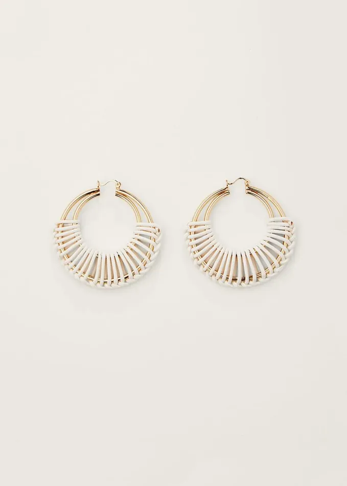 Phase Eight Woven Hoop Earrings White Women Jewellery