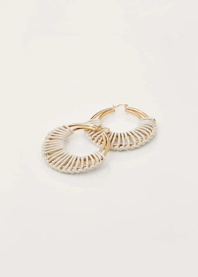 Phase Eight Woven Hoop Earrings White Women Jewellery
