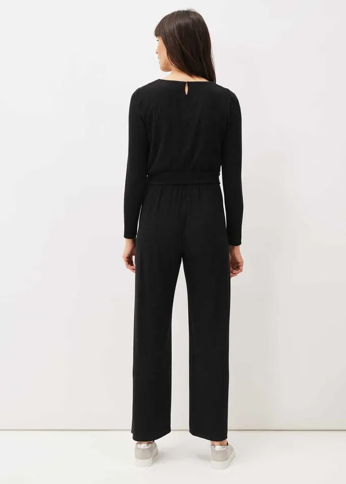 Phase Eight Zarra Wrap Wide Leg Jersey Jumpsuit Charcoal Women Dresses