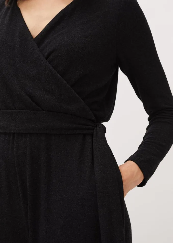 Phase Eight Zarra Wrap Wide Leg Jersey Jumpsuit Charcoal Women Dresses