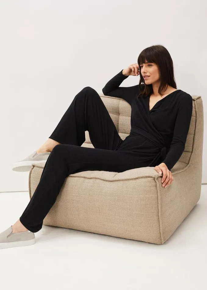 Phase Eight Zarra Wrap Wide Leg Jersey Jumpsuit Charcoal Women Dresses