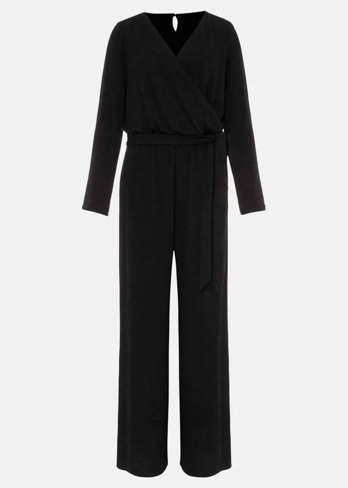 Phase Eight Zarra Wrap Wide Leg Jersey Jumpsuit Charcoal Women Dresses
