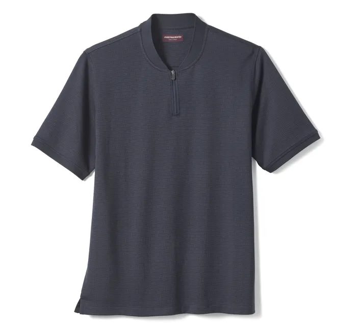 Polos and Tees Johnston and Murphy Men Jacquard Zip Polo Navy