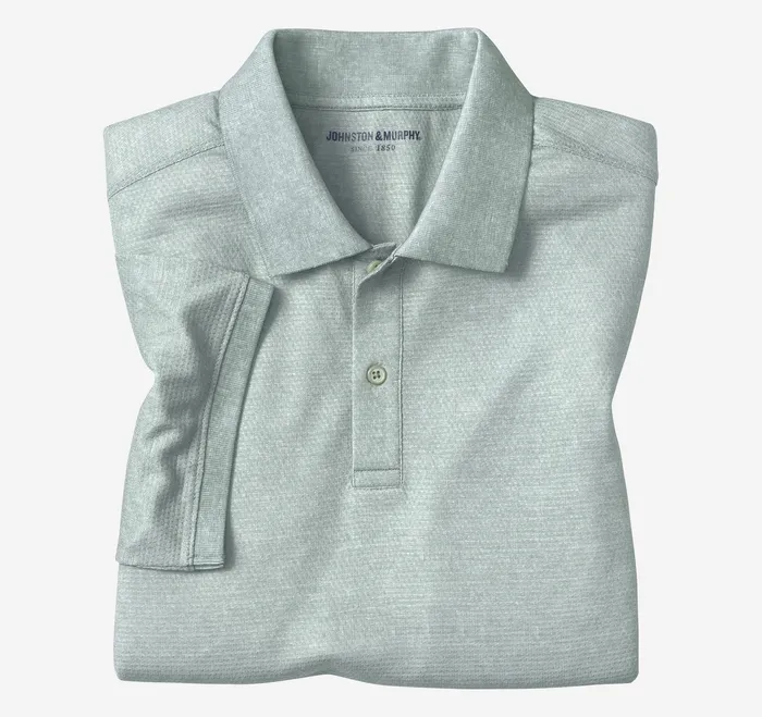 Polos and Tees Johnston and Murphy Men Textured Print Polo Sage