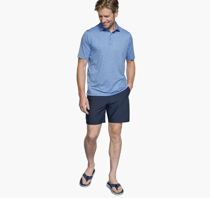 Polos and Tees Johnston and Murphy Men XC4 Performance Print Polos Cool Degree Blue Shark