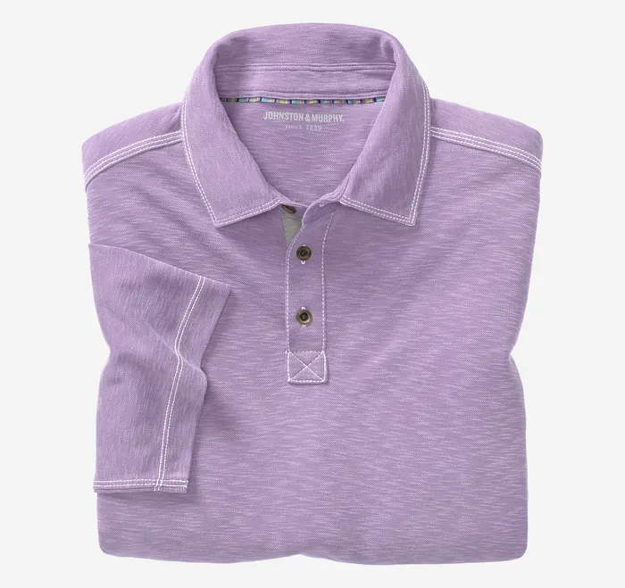 Polos and Tees Men Johnston and Murphy Vintage Slub Polo Lavender