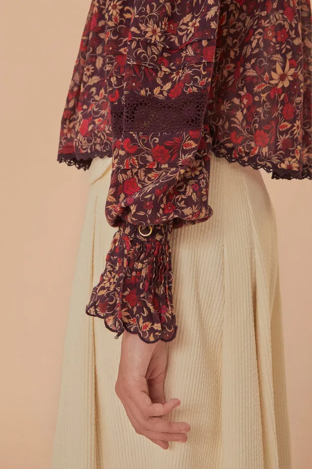 Purple Chelsea Garden Long Sleeve Blouse Women Farm Rio Blouses