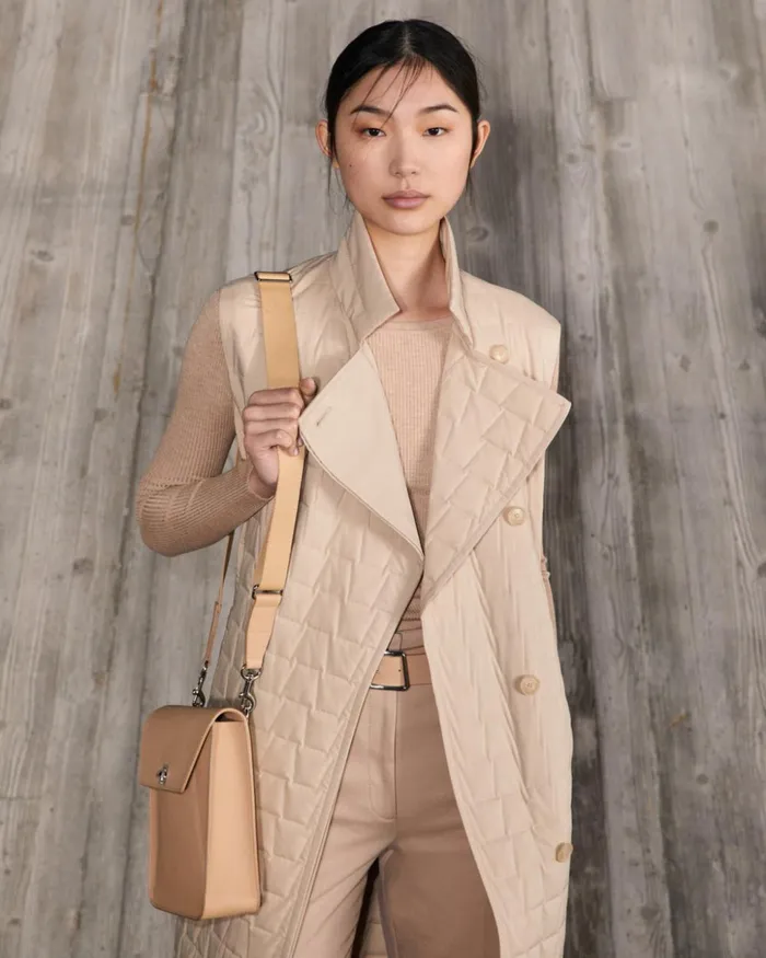 Quilted Trapezoid Long Gilet Craft Women Akris Coats