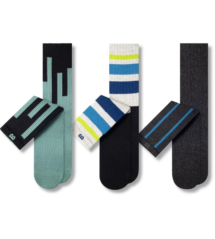 Ready For Everything Cushion Crew Soft Moss Black Socks 3 Pack Men Pair Of Thieves Crew