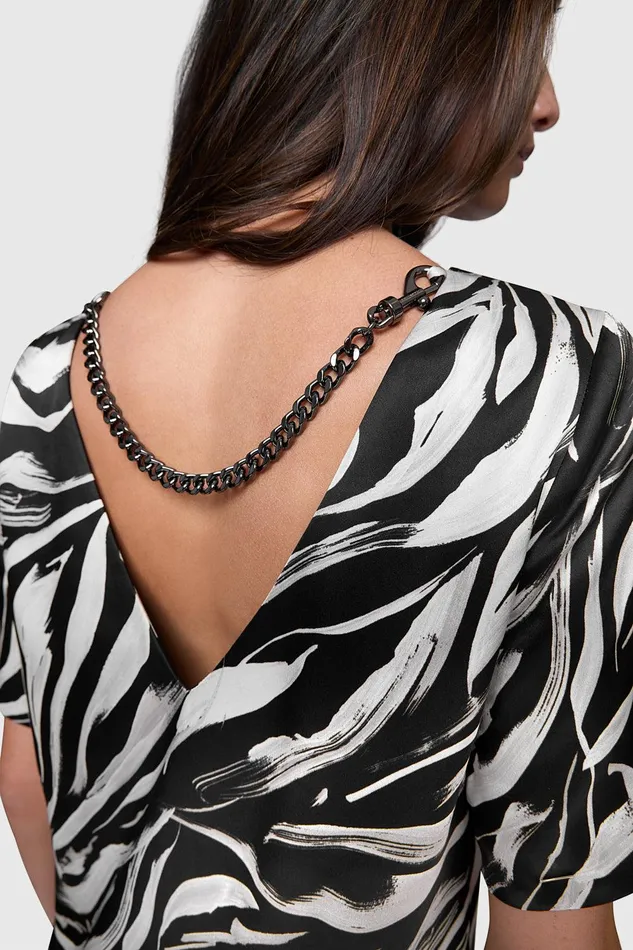 Rebecca Minkoff Ava TShirt Dress Black Strokes Women Tops
