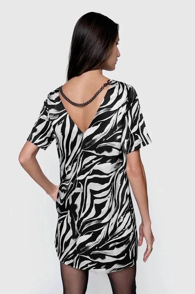 Rebecca Minkoff Ava TShirt Dress Black Strokes Women Tops