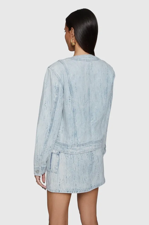 Rebecca Minkoff Baxter Patch Pocket Denim Jacket Mirage Women Outerwear