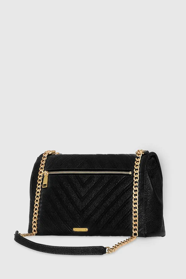 Rebecca Minkoff Edie Embossed Large Shoulder Black Women Shoulder Bags
